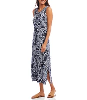 Karen Kane Paisley Scoop Neck Sleeveless Midi Dress