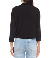 Karen Kane Petite Size Calli Shawl Collar Bracelet Length Sleeve Asymmetrical Hem Drape Open-Front Cardigan