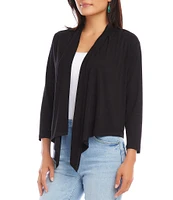 Karen Kane Petite Size Calli Shawl Collar Bracelet Length Sleeve Asymmetrical Hem Drape Open-Front Cardigan