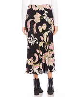 Karen Kane Petite Size Floral Crepe Bias Cut Midi Coordinating Skirt