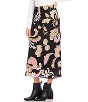 Karen Kane Petite Size Floral Crepe Bias Cut Midi Coordinating Skirt