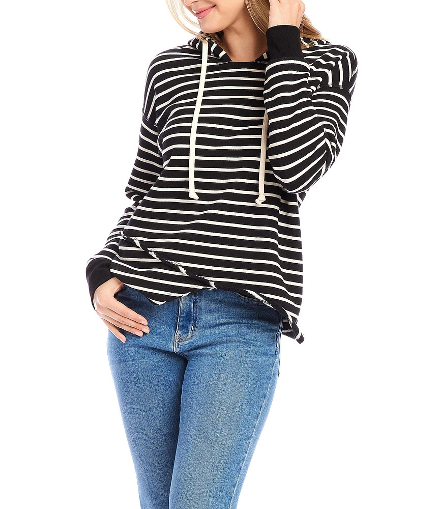 Karen Kane Petite Size French Terry Striped Hoodie