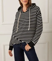 Karen Kane Petite Size French Terry Striped Hoodie