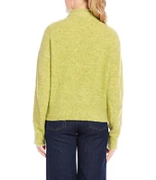 Karen Kane Petite Size Mock Neck Stretch Boucle Long Sleeve Sweater