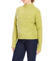 Karen Kane Petite Size Mock Neck Stretch Boucle Long Sleeve Sweater