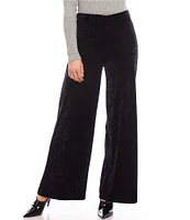 Karen Kane Petite Size Stretch Crushed Velvet Wide Leg Pants