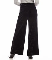 Karen Kane Petite Size Stretch Crushed Velvet Wide Leg Pants