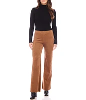 Karen Kane Petite Size Stretch Faux Suede Presley Wide Leg Pant