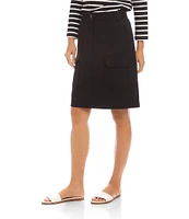 Karen Kane Petite Size Twill High Waist A-Line Cargo Skirt
