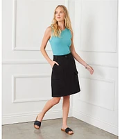Karen Kane Petite Size Twill High Waist A-Line Cargo Skirt