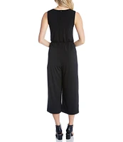 Karen Kane Petite Size V-Neck Sleeveless Tie-Front Jumpsuit