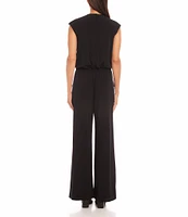 Karen Kane Petite Size V-Neck Sleeveless Travel Jersey Jumpsuit