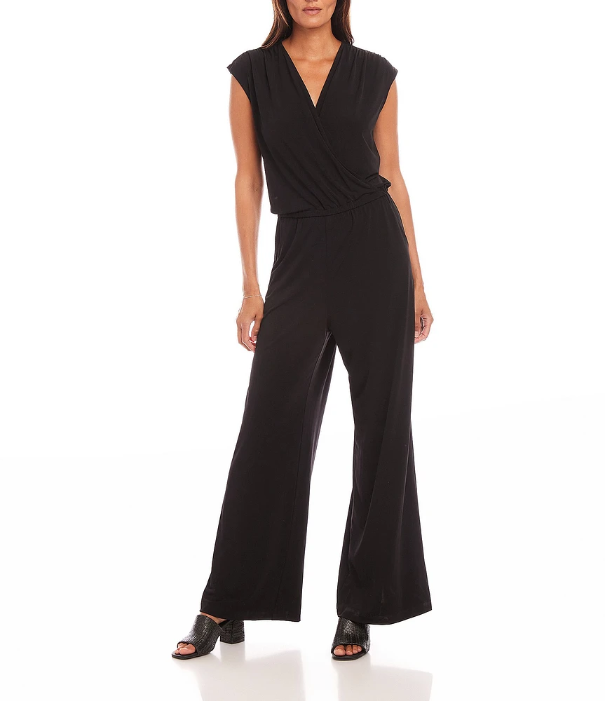 Karen Kane Petite Size V-Neck Sleeveless Travel Jersey Jumpsuit