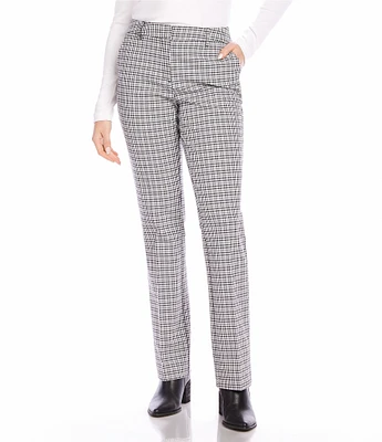 Karen Kane Plaid Hi-Rise Stretch Straight Leg Trouser