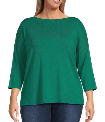 Karen Kane Plus Size Boat Neck 3/4 Sleeve Top