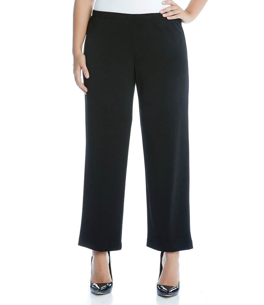 Karen Kane Plus Size Crepe Pull-On Flat Front Wide Leg Pants