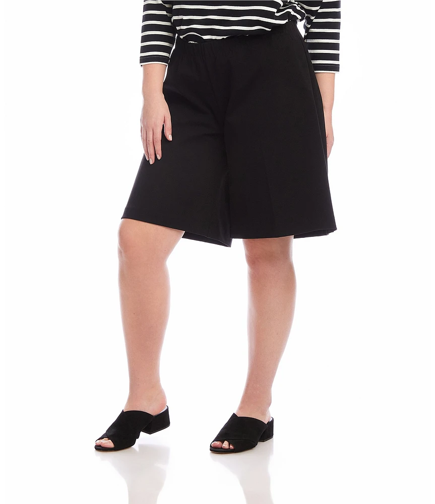 Karen Kane Plus Size Double Stretch Twill High-Rise A-Line Pull-On Shorts