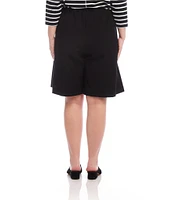 Karen Kane Plus Size Double Stretch Twill High-Rise A-Line Pull-On Shorts