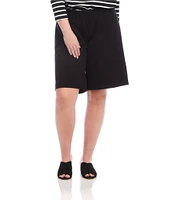 Karen Kane Plus Size Double Stretch Twill High-Rise A-Line Pull-On Shorts