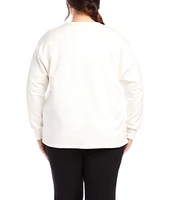 Karen Kane Plus Size Fleece V-Neck Long Sleeve Pullover