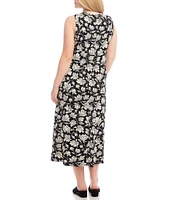 Karen Kane Plus Size Floral V-Neck Sleeveless Midi Sheath Dress
