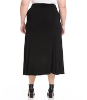 Karen Kane Plus Size Fluid Jersey Knit A-Line Tea Length Skirt