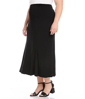 Karen Kane Plus Size Fluid Jersey Knit A-Line Tea Length Skirt