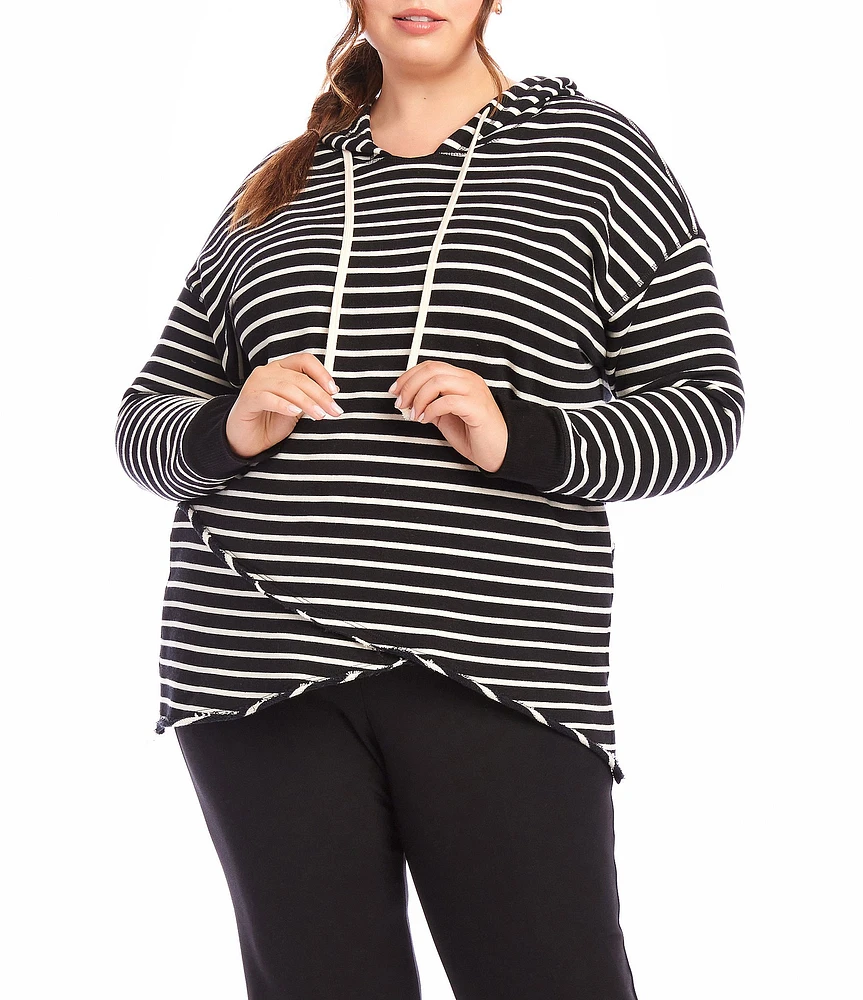 Karen Kane Plus Size French Terry Striped Hoodie