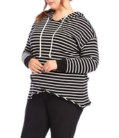 Karen Kane Plus Size French Terry Striped Hoodie