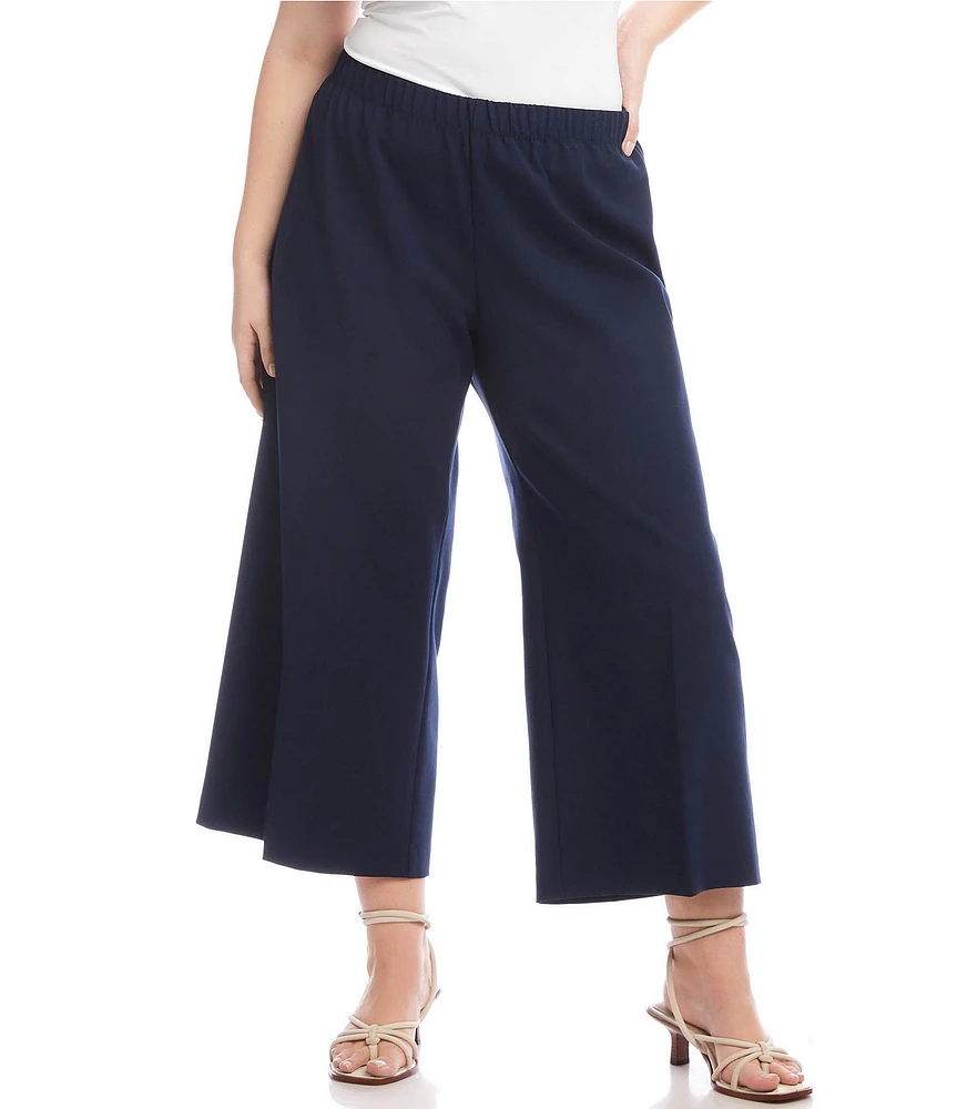 Karen Kane Plus Size High-Rise Cropped Wide-Leg Pull-On Pants