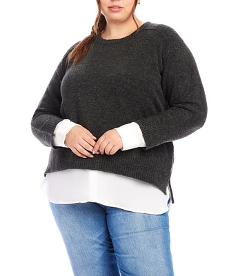 Karen Kane Plus Size Layered Crew Neck Sweater