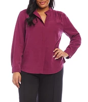 Karen Kane Plus Size Mandarin Collar Long Sleeve Blouse