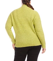 Karen Kane Plus Size Mock Neck Long Raglan Sleeve Boucle Sweater