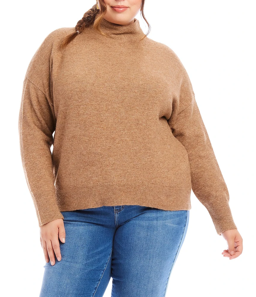 Karen Kane Plus Size Mock Neck Long Sleeve Sweater