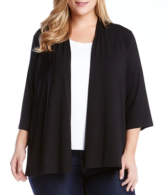 Karen Kane Plus Size Molly Jersey Knit 3/4 Sleeve Open Front Cardigan