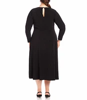 Karen Kane Plus Size Monroe Jersey Stretch V-Neck Long Sleeve Travel Dress