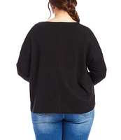 Karen Kane Plus Size Organic Cotton Blend Boat Neck 3/4 Sleeve Top