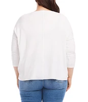 Karen Kane Plus Size Organic Cotton Blend Boat Neck 3/4 Sleeve Top