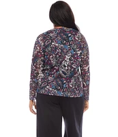 Karen Kane Plus Size Paisley Crew Neck Long Sleeve Top