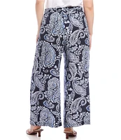 Karen Kane Plus Size Paisley Wide Leg Pull-On Pants