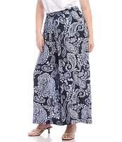 Karen Kane Plus Size Paisley Wide Leg Pull-On Pants