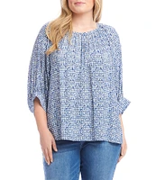 Karen Kane Plus Size Printed Crew Neck 3/4 Sleeve Top