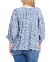 Karen Kane Plus Size Printed Crew Neck 3/4 Sleeve Top