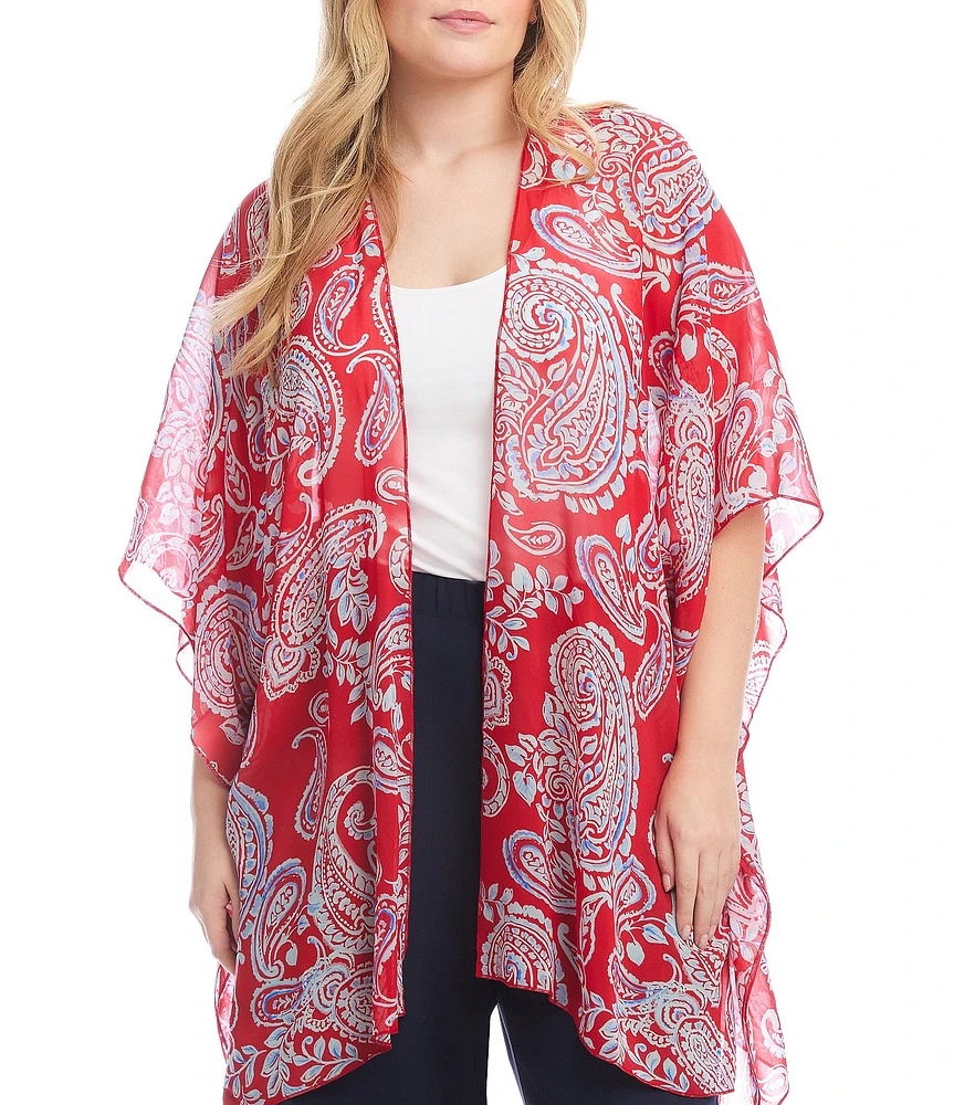 Karen Kane Plus Size Printed Open-Front Jacket
