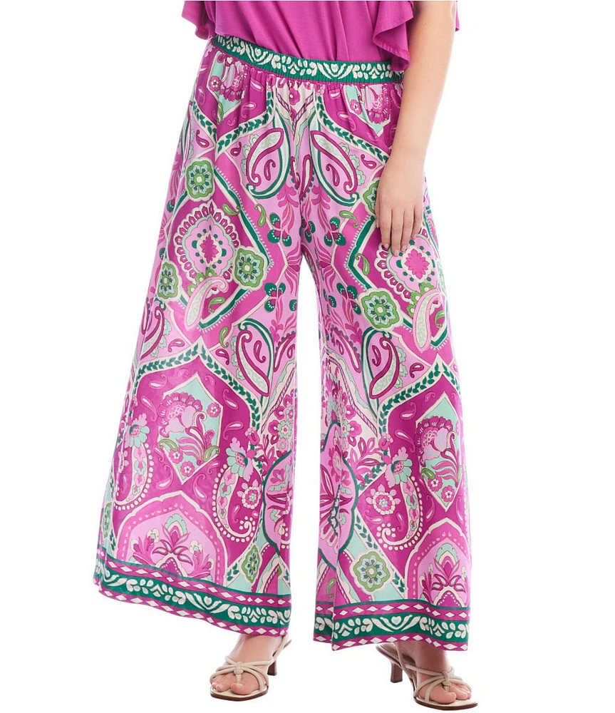Karen Kane Plus Size Printed Wide Leg Pull-On Pants