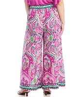 Karen Kane Plus Size Printed Wide Leg Pull-On Pants