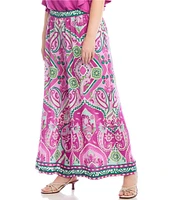 Karen Kane Plus Size Printed Wide Leg Pull-On Pants