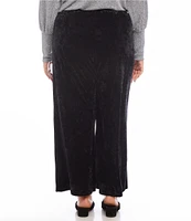 Karen Kane Plus Size Stretch Crushed Velvet Wide Leg Pull-On Pants