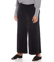 Karen Kane Plus Size Stretch Crushed Velvet Wide Leg Pull-On Pants