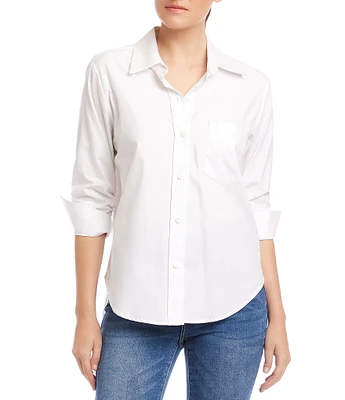 Karen Kane Point Collar 3/4 Sleeve Woven Shirt